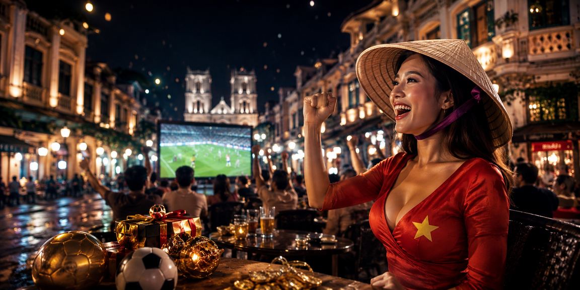 Người hâm mộ bóng đá tại Hà Nội đội nón lá theo dõi kèo thể thao trên điện thoại